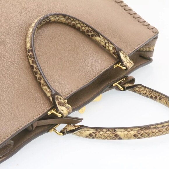 LOUIS VUITTON Very Zip Tote Hand Bag Leather Snake Skin N94301 LV Auth 24504A - Picture 8 of 16